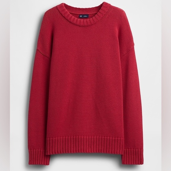 GAP 100% Cotton Oversized Sweater Red Fisherman Comfy Cozy NEW Sz M - Picture 3 of 7